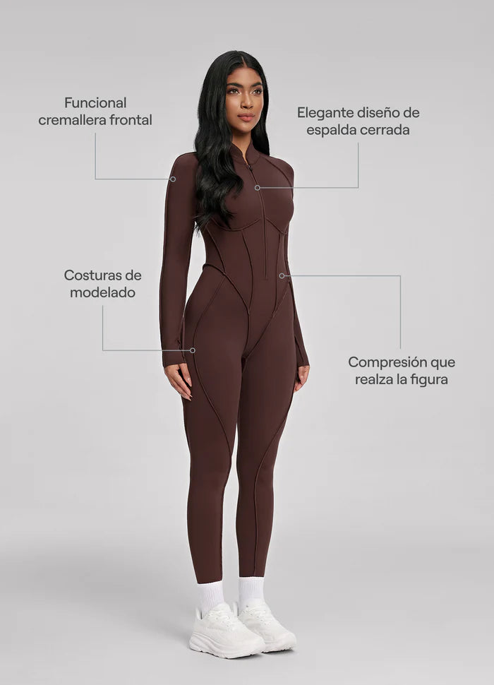 Catsuit con Espalda Cerrada de Manga Larga