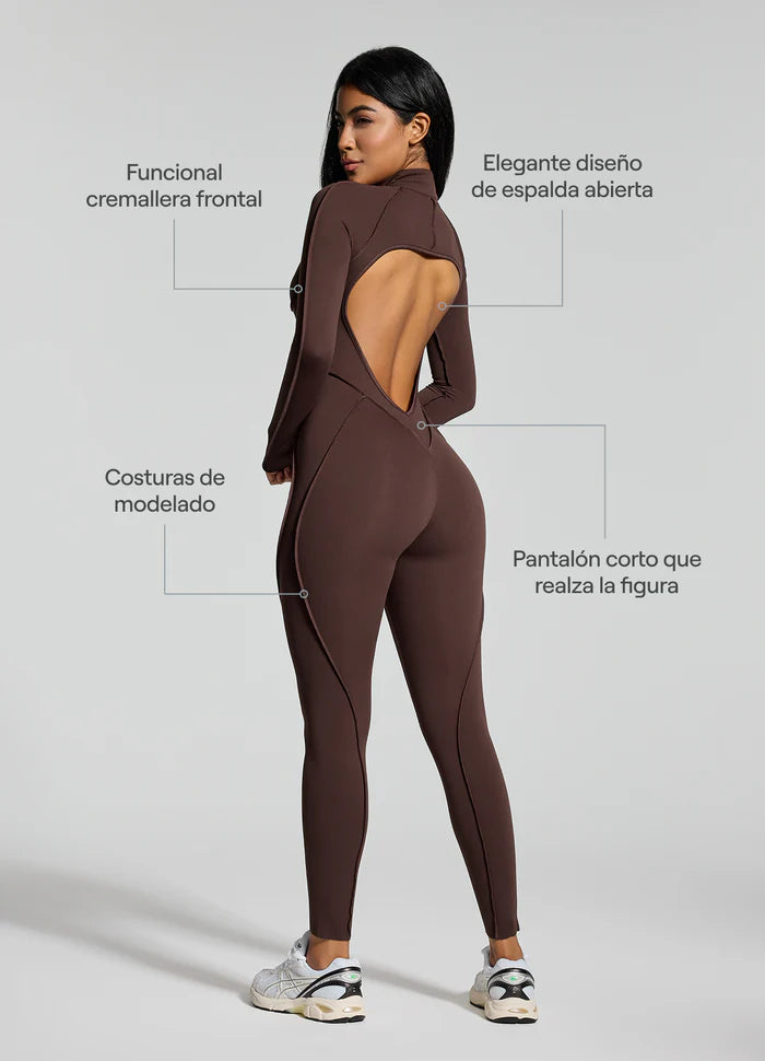 Catsuit con Espalda Descubierta de Manga Larga