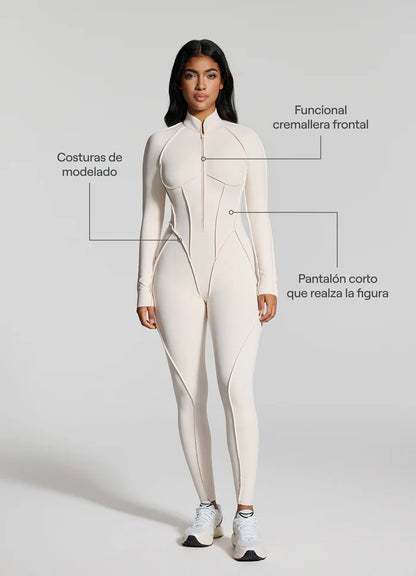 Catsuit con Espalda Descubierta de Manga Larga