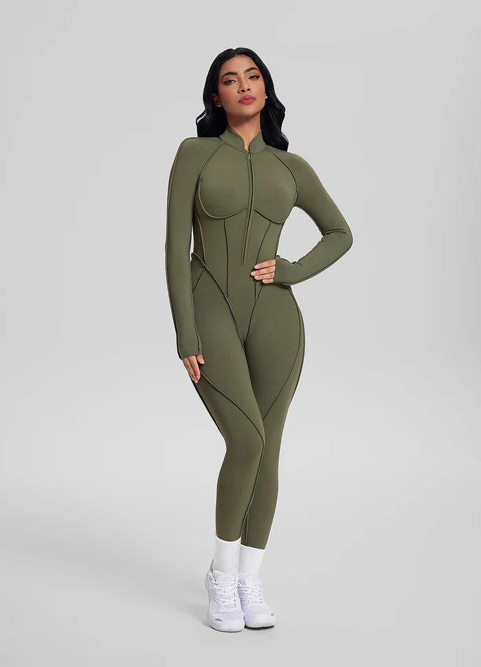 Catsuit con Espalda Cerrada de Manga Larga